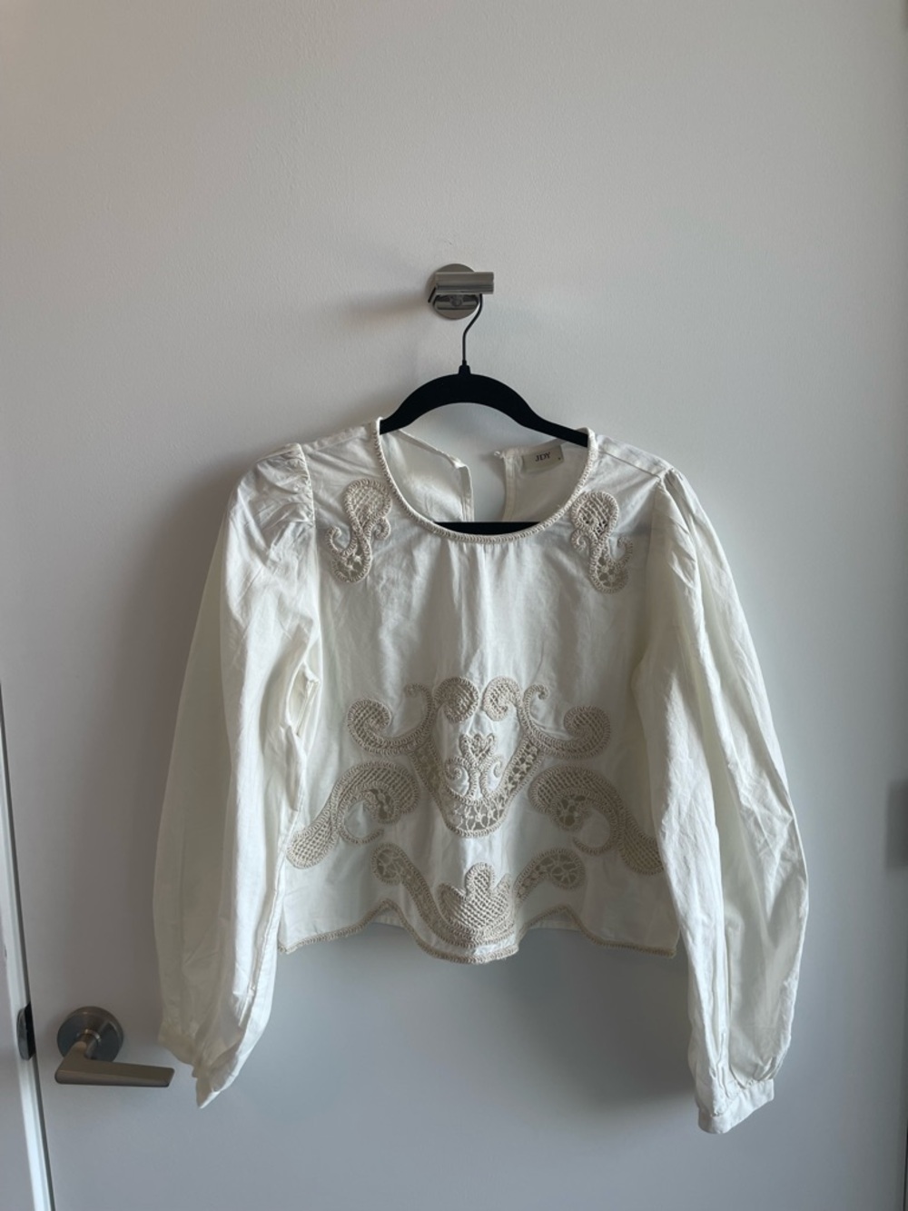 JDY White Embroidered Long-Sleeve Top
